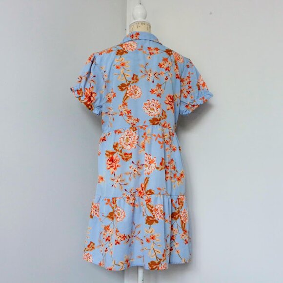 Ditsy Collared Sun Dress Pastel Blue - Picture 4 of 5